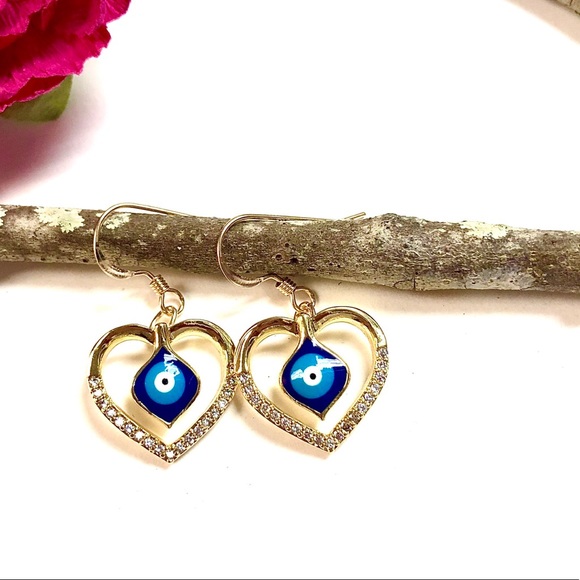 Evil Eye Earrings, Hamsa, Heart, Protection, Boho - Picture 5 of 11
